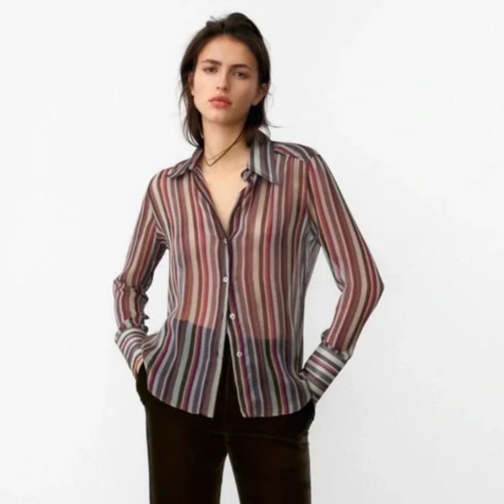 Zara Semi-sheer Striped Shirt Women’s Medium